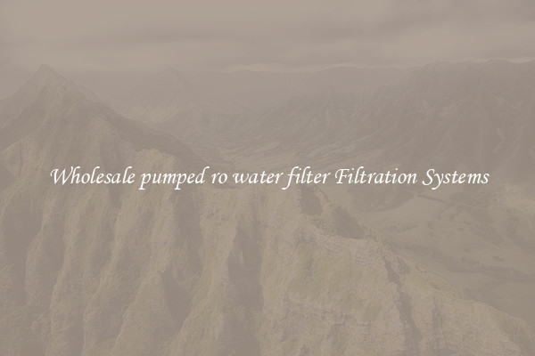 Wholesale pumped ro water filter Filtration Systems